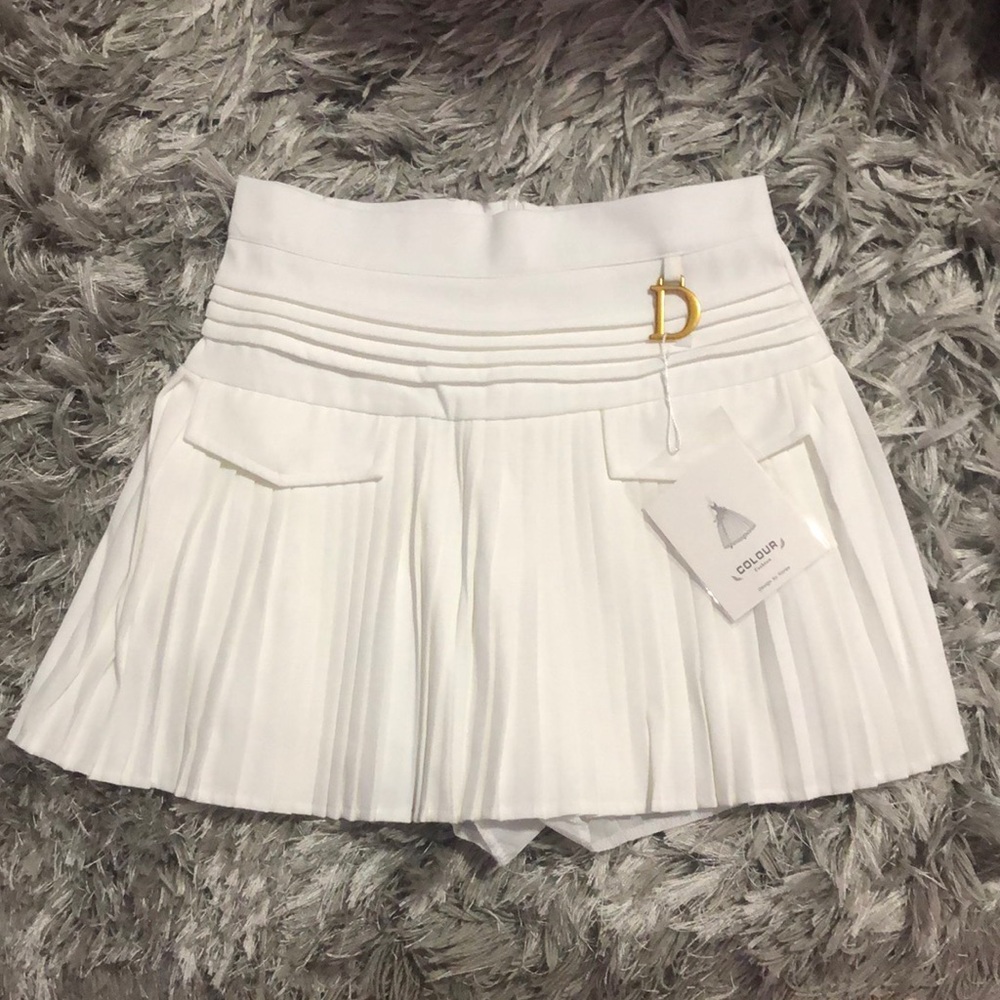 Accordion Pleat Mini A-Line Skirt
